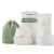 Esembly Cloth Diaper Try-It Kit, Starter Gift Set, Includes 3 Organic, Reusable Diapers Inners, 1 Stylish Outer, Patented Detergent & Wet Bag – Earth-Friendly Diapering, Aloe, Size 1 (7-18lbs)