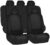 BELOMI Car Seat Covers Full Set, Breathable Premium Cloth Automotive Seat Cover, Universal Front and Rear Seat Covers, Easy to Install Car Accessories for Most Cars Trucks SUV (Black)