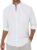Alimens & Gentle Men’s Cotton Linen Shirts Long Sleeve Button Down Shirt Band Collar Beach Shirts