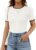 ZESICA Women’s Summer Short Sleeve Ribbed Knit Slim Fit T Shirt 2025 Crewneck Basic Casual Color Block Tee Tops