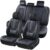 Coverado Car Seat Covers Full Set, Black Seat Covers for Car with Lumbar Support, Nappa Leather Seat Covers Waterproof Car Seat Protectors Universal Fit for Most Cars SUV Trucks