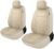 CAROMOP Premium PU Leather Car Seat Covers 2 Front Set,Waterproof Stain-Resistant Seat Covers for Cars, Universal Car Interior Covers Seat Protectors for Sedans SUVs Pick-up Trucks(Beige)