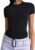 Abardsion Women’s Casual Basic Going Out Crop Tops Slim Fit Short Sleeve Crew Neck Tight T Shirts 2025
