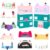 Cat Dollhouse Birthday Party Favors- 18 Favors Bags and 18 Paper Crowns Headbands Party Favors