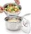 Peohud 1.5 Qt Stainless Steel Saucepan with Lid, Tri-ply Steamer Pot with Basket, Small Sauce Pot for Cooking Gravies, Jam, Pasta, Ramen, Vegetable, Dishwasher Safe