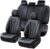 Coverado Leather Seat Covers Full Set, 5 Seats Universal for Cars, Waterproof Luxury Leatherette Cushions, Front and Rear Protectors, Auto Fit Most Vehicles Black
