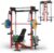 Mikolo Folding Squat Rack, Wall Mounted Power Rack with Cable Crossover Machine & LAT Pull Down, Functional Trainer with 5 Adjustable Function Modes, for Home Gym and Space Saving