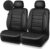 CAR PASS Faux Leather Car Seat Covers Front Seats Only, 3D Foam Support Car Seat Covers, Universal fit for Trucks Vans SUVs Sedans Automotive Comfortable, Airbag Compatible 2 Pieces Front Solid Black