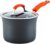 Rachael Ray Brights Hard Anodized Nonstick Sauce Pan/Saucepan with Lid, 3 Quart, Gray with orange handles