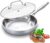 DELARLO Tri-Ply Stainless Steel Skillet, 12 Inch Frying Pan with Lid, Compatible with All Cooktops Up to 600, Fast & Even Heat, Induction Cookware, Dishwasher Safe