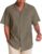 Alimens & Gentle Cuban Linen Shirts for Men Short Sleeve Button Down Shirt Cotton Summer Beach Camp Vacation Hawaiian Shirts
