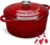 Overmont Enameled Cast Iron Dutch Oven – 5.5QT Pot with Lid Cookbook & Cotton Potholders – Heavy-Duty Cookware for Braising, Stews, Roasting, Bread Baking red