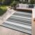 GarveeHome Outdoor Rug Mat for Patio, 9×18 Plastic Straw Rug, Modern Striped Outdoor Camping Rugs for Patio, RV, Porch, Deck, Backyard, Balcony, Camping, Trailer (Grey)