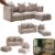 iLAND Dollhouse Furniture Miniature Sectional Couch Set for Doll House Décor Fit 1/12 Scale Accessories, Modern Brown Houndstooth Sofa Timeless & Classic