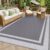 HappyTrends Outdoor Rug Reversible Portable Plastic Straw Camping Rugs for Outside RV,Large Waterproof Outdoor Area Rugs for Patio,Deck,Porch,Balcony(5’x 8′,White&Gray)
