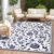 OLANLY Waterproof Outdoor Rug 5×8 ft, Outdoor Plastic Straw Rug with Flower Pattern, Reversible RV Mat for Patio, Camping, Balcony, Deck, Backyard, Navy & White