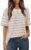 MEROKEETY Women’s Summer Short Sleeve Shirt Casual Colourful Striped Crewneck Loose Tops Blouse