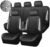 CAR PASS Bling Diamond Leather Car Seat Covers Full Seats Interior Sets, Waterproof Shining Glitter Sparkly Crystal Universal Armrest Fit Automotive Truck SUV Cute Women Girl, Black Silver Rhinestone
