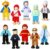 Skylety 10 Pcs Wooden Dollhouse Set of Mini People Figures Dollhouse Dolls Wooden Doll Pretend Play Figures Accessories(Fresh Style)