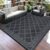 GarveeHome Outdoor Waterproof Rug 10×14 Plastic Straw Rugs Washable Reversible Floor Mat Beige Plaid Carpet for Camping RV Deck Entrance Porch Picnic Balcony Backyard, Grey/Black(Geometric)