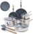 Blue Diamond Hybrid Nonstick Stainless Steel 12 Piece Cookware Set, Tri-Ply PFAS-Free Ceramic Pots & Pans, Dishwasher & Oven Safe to 850F, Induction Ready, Compatible with All Cooktops, Silver