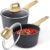 GiPP 1.5Qt & 2.5Qt Sauce Pan Set with Lid Nonstick – Grey Granite Non Stick Saucepan 4Pcs Sauce Pots Cooking Pot with Stay-cool Handle, Small Kitchen Pots Set Induction Pot, PFOA Free