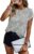 PRETTYGARDEN Women’s Shirts Summer Casual Crewneck Lace Crochet Short Sleeve Blouses Cute Floral Print Loose Tunic Tops