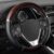 BDK Black Two-Tone 14.5-15 inch Woodgrain Pattern Dark Wood Steering Wheel Cover, 1 Pack