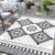 Waterproof Outdoor Rug 6x9ft, Boho Reversible Plastic Straw Mat for Patio RV Deck Porch Backyard Balcony Camping Picnic Beach Indoor Outdoor Carpet, Black&White