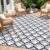 OLANLY Reversible Outdoor Rug 5×8 ft Clearance, Waterproof Outdoor Plastic Straw Rug with Interlacing Pattern, RV Mat for Patio, Camping, Balcony, Deck, Backyard, Black & White